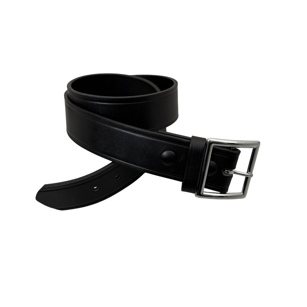 Boston Leather Belt Mens 34 Black 6505 Uniform Duty Leather Silver Buckle USA